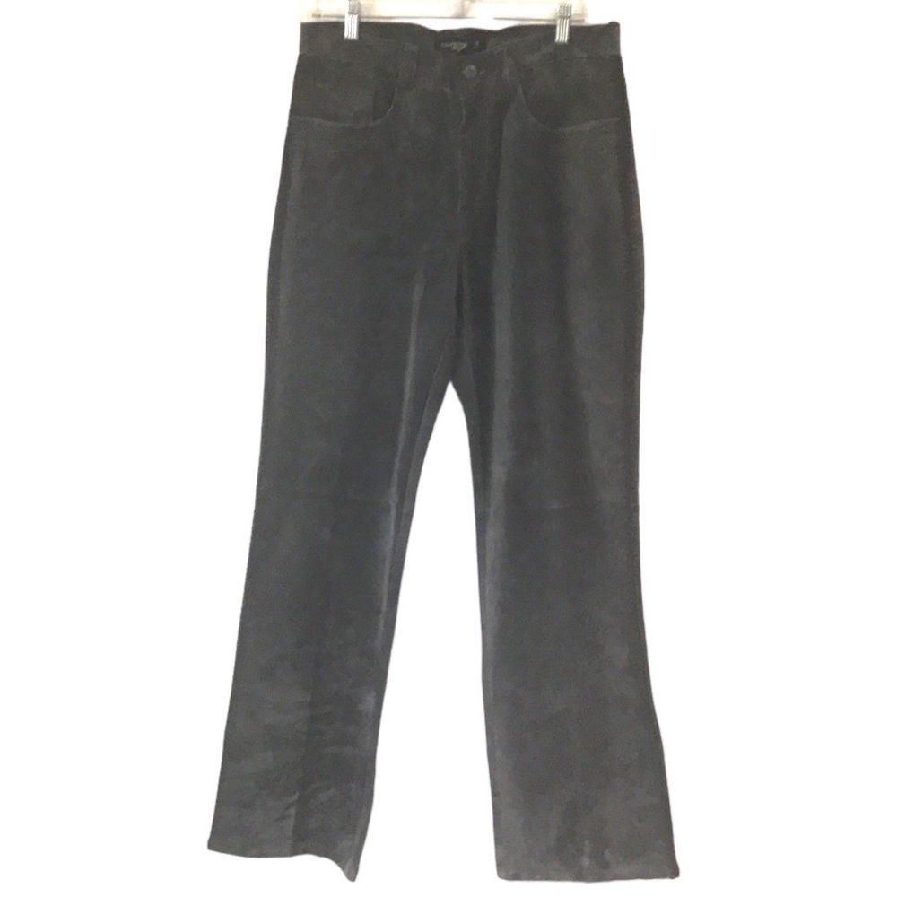 Kenneth Cole suede leather gray wide leg high waist pants size 32